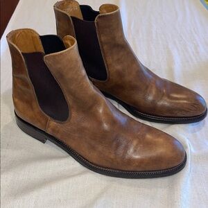 Boss Mens Leather Chelsea Boots Size 10.5 Cognac Brown GUC